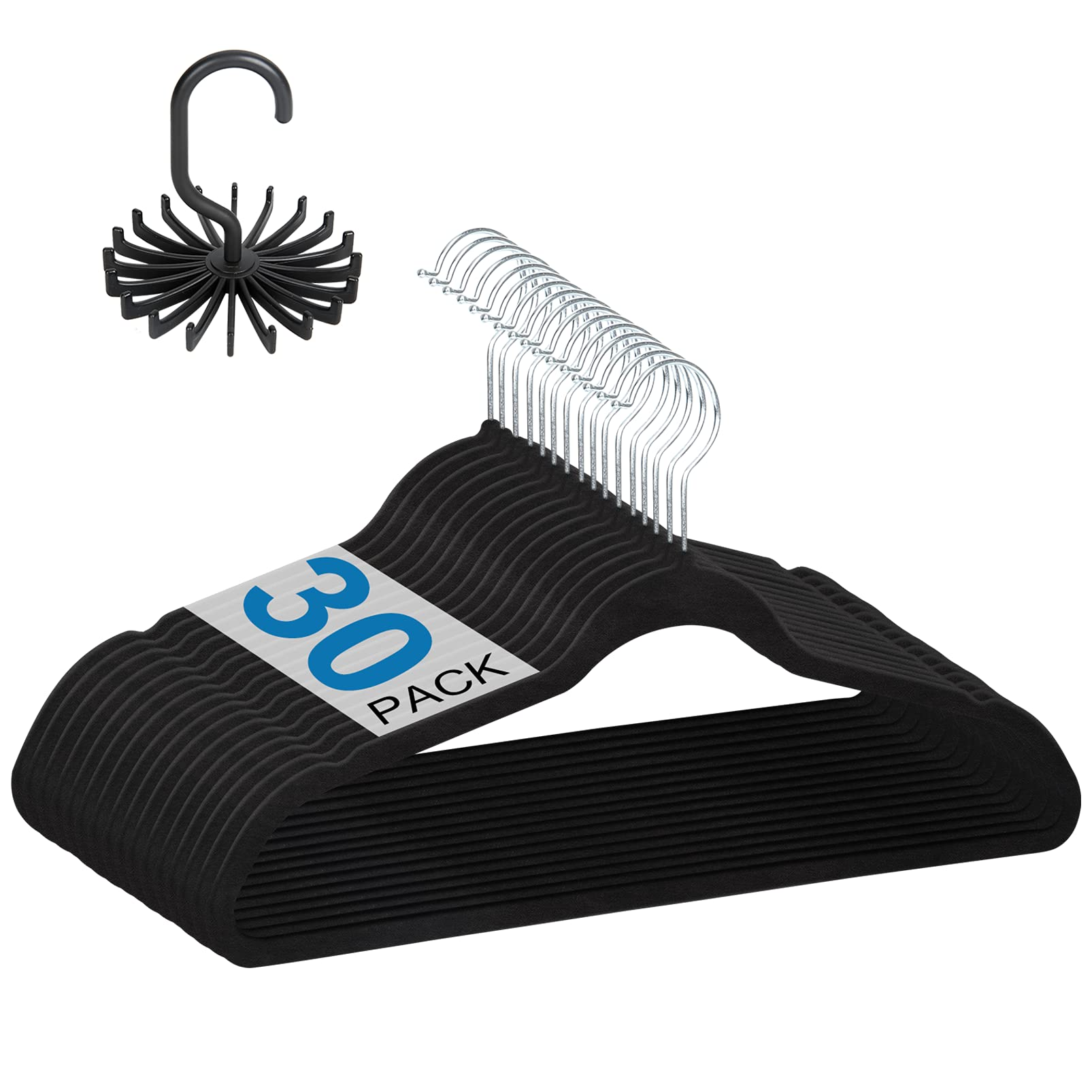 30-Pack Ollnoos Velvet Hangers: Non-Slip & Space-Saving